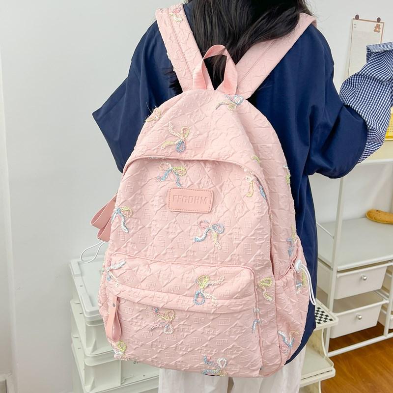 Women's Large Capacity Backpack Bow Commuter Student Schoolbag