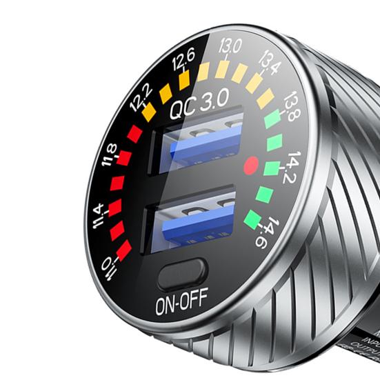 USB Charger with Voltmeter Scale Display Fast Charging Heat-resistant QC3.0