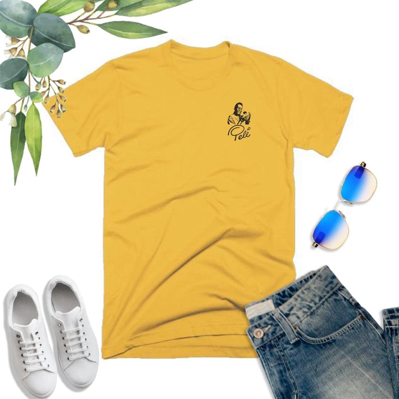 Pele T Shirt Pocket King Football Legend GOAT Brazil Brasil Soccer Fans Gift Top M