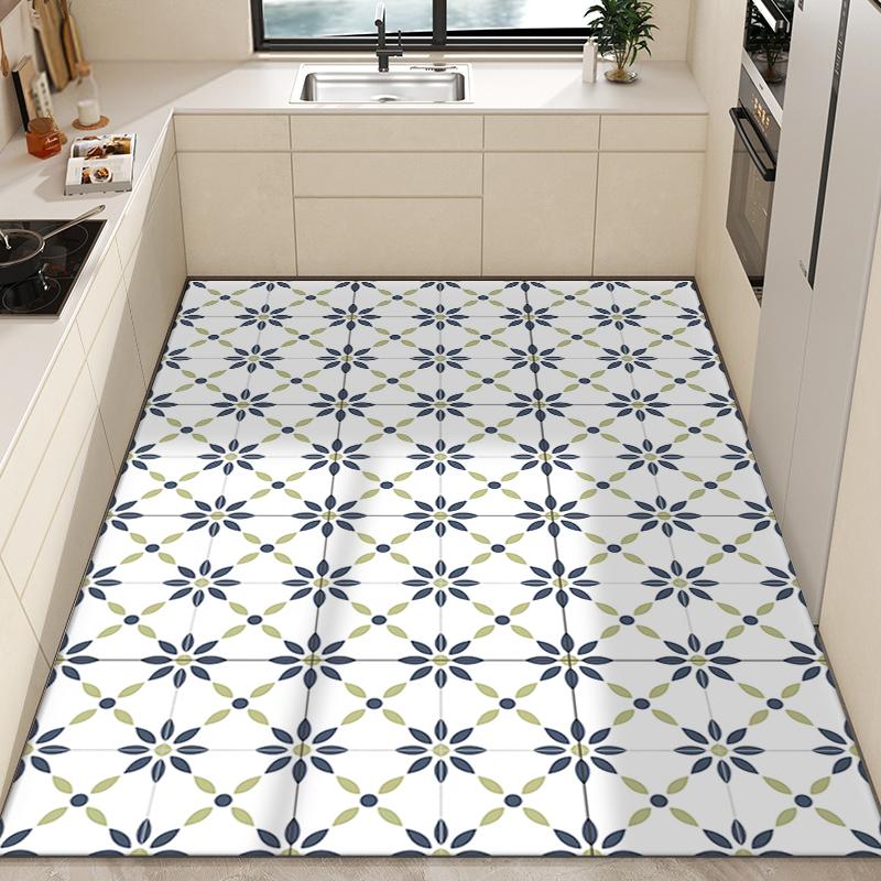 

ПВХ Протираемый Коврик для Балкона Нескользящий Маслостойкий Кухонный Коврик Освежающие Ковры для Гостиной Грязеотталкивающие Кожаные Коврики для Спальни 50x120cm 19.6x47.2in