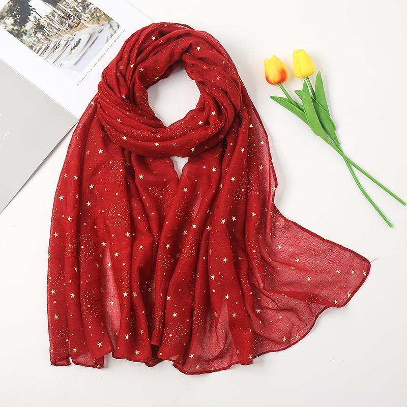 

Newest Glitter Cotton Scarf Ramadan Muslim Fashion Hijab Golden Stars Women S Scarves Foulard Femme Musulman Bandana