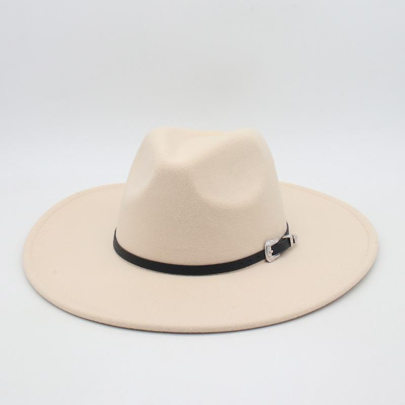 Flat Edge Jazz Hat, Men'S And Women'S Felt Hat, European And American Hat 9.5 Large Brim, High-End Hat, Elegant Foreign Trade Cross-Border Top Hat