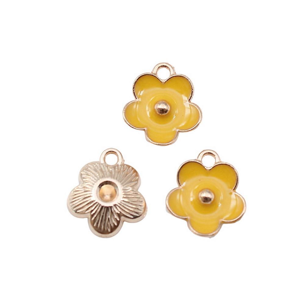 Enamel Charms Multi Color Flower Pendants For Floral Themed Jewelry