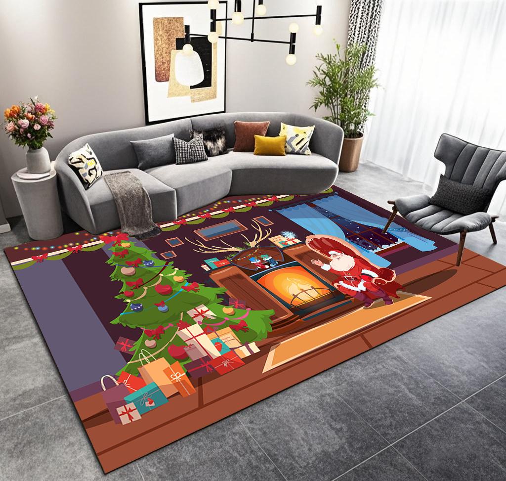 Christmas Large Area Non-slip Luxury Live Room Rug Warm Soft Room Decor Bedroom Carpet Washable Coffee Tables Mat Customizable