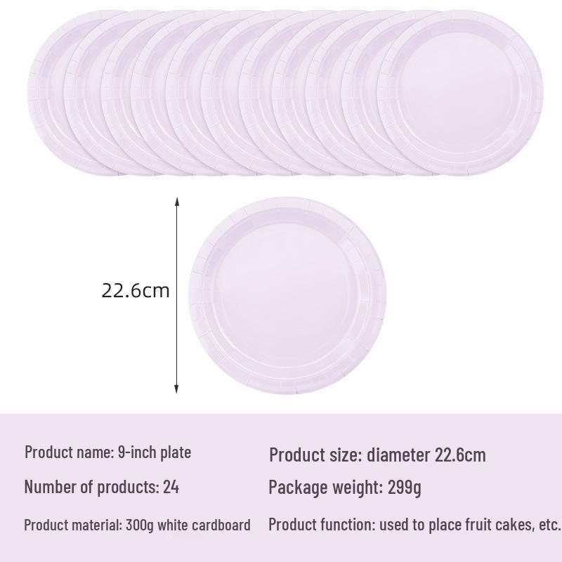 New Taro Purple Tableware Set: Solid Color Paper Plates, Cups, Napkins, Tablecloth - Disposable Party Supplies