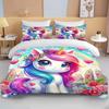 Cute Cartoon Unicorn Print Bedding Set Duvet Cover 1 Duvet Cover 2 Pillowcases Adult and Children Bedding Set Luxury Grils Gift