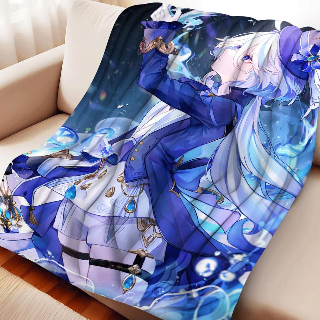 Game Genshin Impact Furina Flannel Blanket Warmth Soft Air Conditioning Otaku Blanket Multifunctional Decorative Blankets