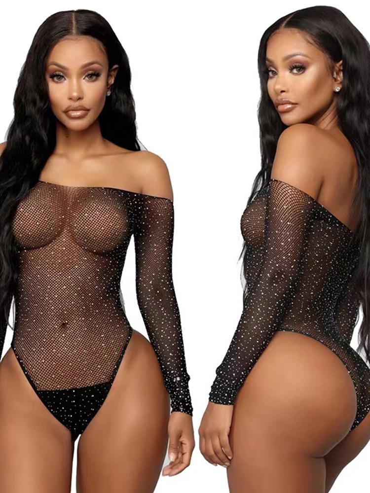 Sexy Open Crotch Lingerie Women Transparent Catsuit Body Stockings For Sex Sling Halter Backless Teddies Bodysuits