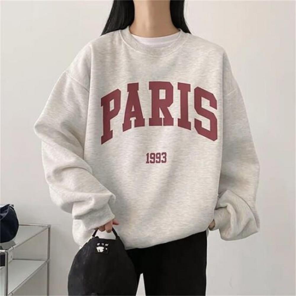 Navava Women Paris Lettering Long Sleeve Sweatshirt Nt2216