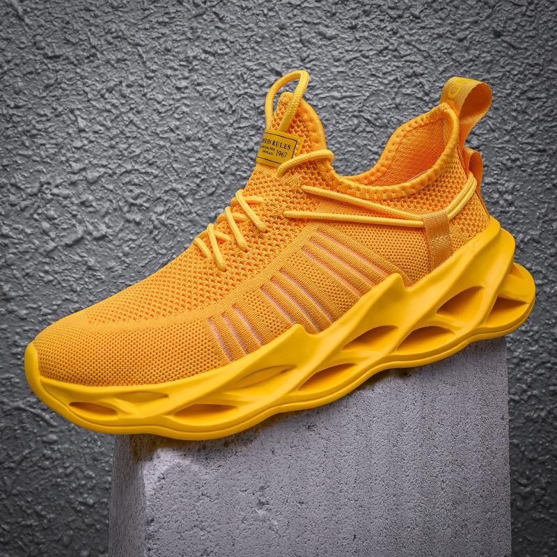 

Large size fly-woven sneakers men s summer breathable sneakers fly-woven sneakers women s summer 46 жёлтый