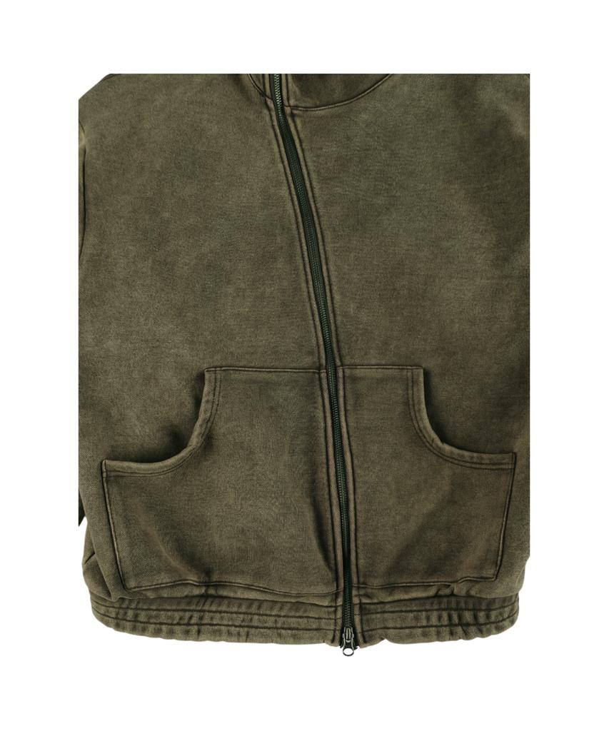 Ertr Asymmetric Zip Up Jacket Khaki
