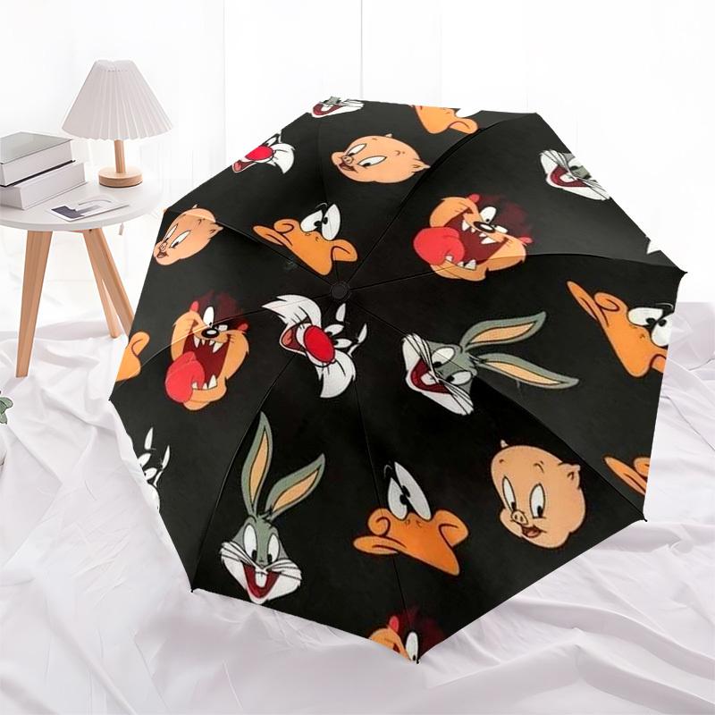 1pc Looney Tunes Fabric Print Umbrella with Plastic Handle,Cartoon Pattern,Suitable for All Seasons Multi-functional Umbrella415