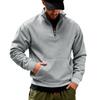 Autumn/Winter Fleece-Lined Heavyweight Men's Oversized Vintage-Style Casual Stand-Up Collar Half-Zip Commuter Hoodie with Pockets