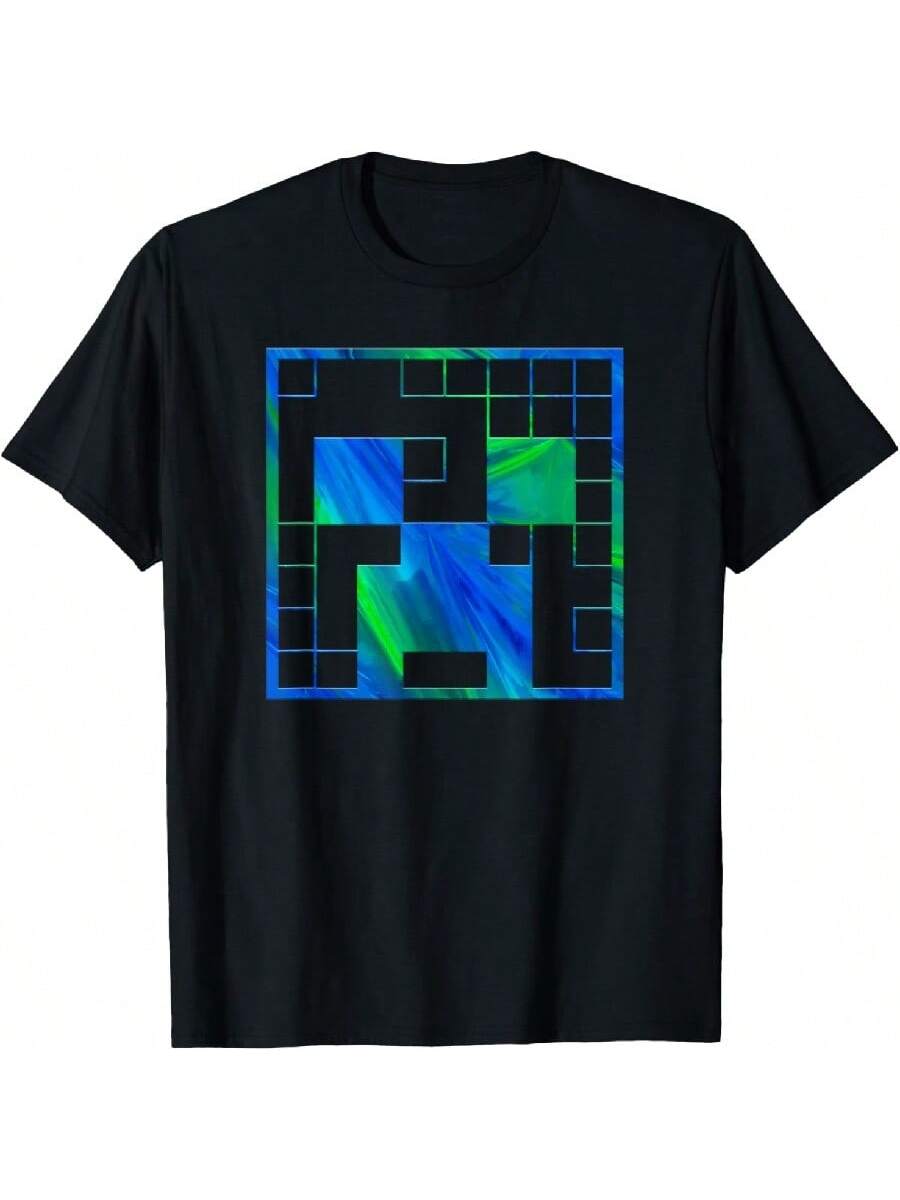 Minecrafts Creeper Tie Dye Big Face T-Shirt.Jpg S разноцветный