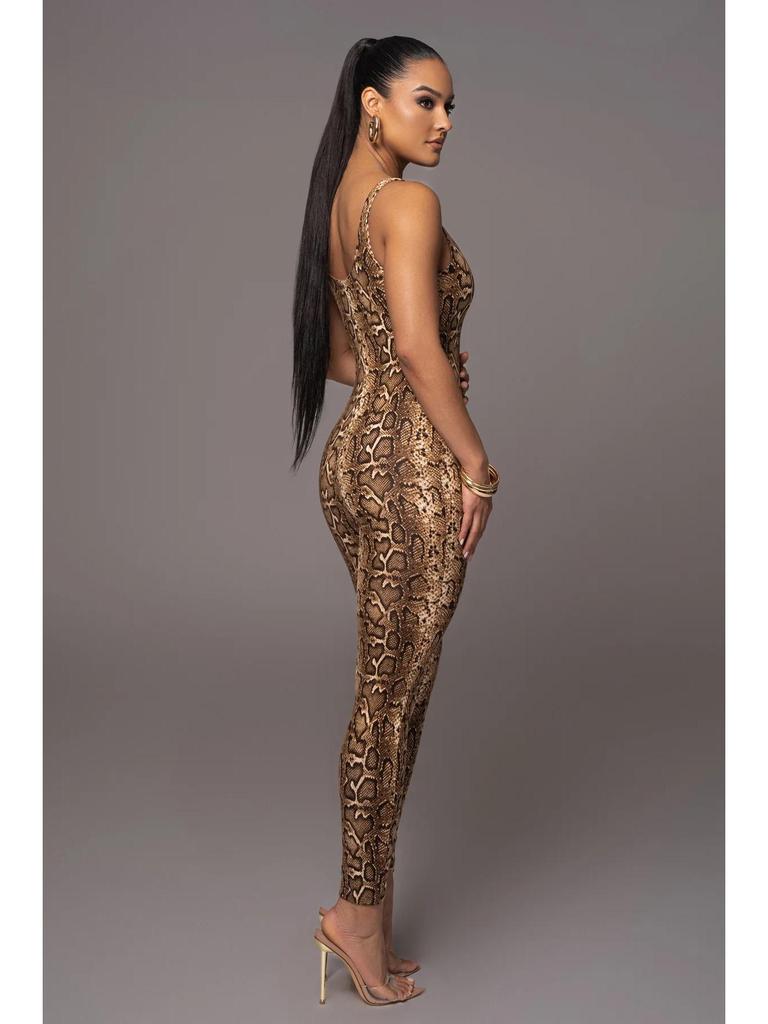 Weimeizi Damen U-Ausschnitt Print Jumpsuit - Europäische/Amerikanische Nachtclub-Mode, Auf Lager