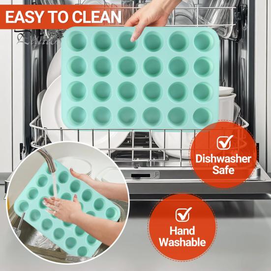 Silikonmuffinsform 24 kopper nonstick kakeform for baking av mini eggebiter høy varmebestandighet Enkel frigjøring Allsidige mini cupcake panner