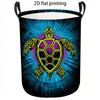 1pc Laundry Basket, Abstract Sea Turtle Pattern Dirty Clothes Hamper, Collapsible Mesh Storage Bin with Sturdy Handles for Home Organization, Casual S