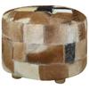 VidaXL Pouf Cuir véritable Rond 50 x 50 x 45 cm