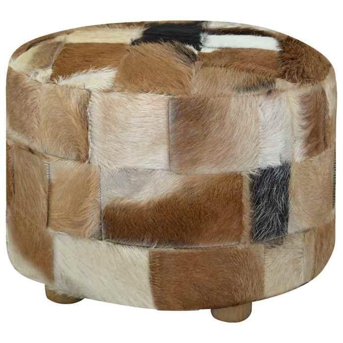 VidaXL Pouf Genuine Leather Round 50 X 50 X 45 Cm