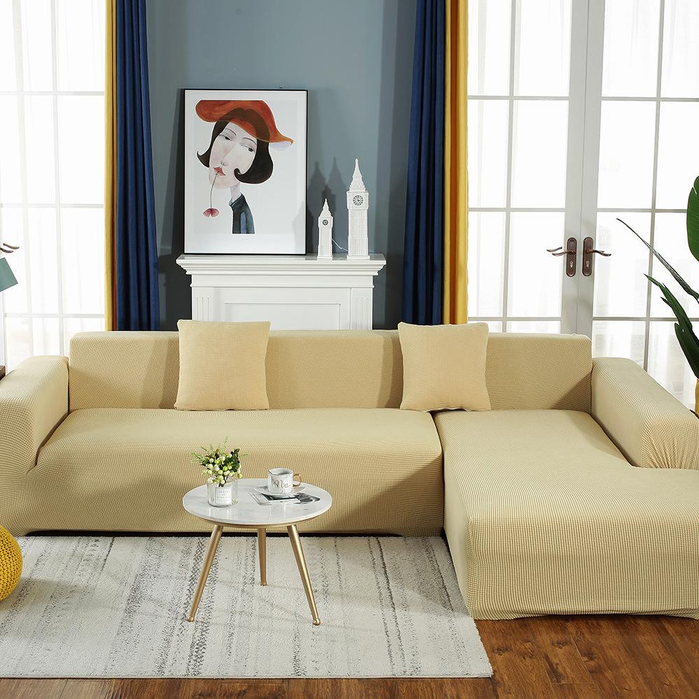 Capa de sofá elástica de veludo de milho de cor sólida, moderna, simples, para sala de estar, sofá simples, almofada integrada para sofá de estimação