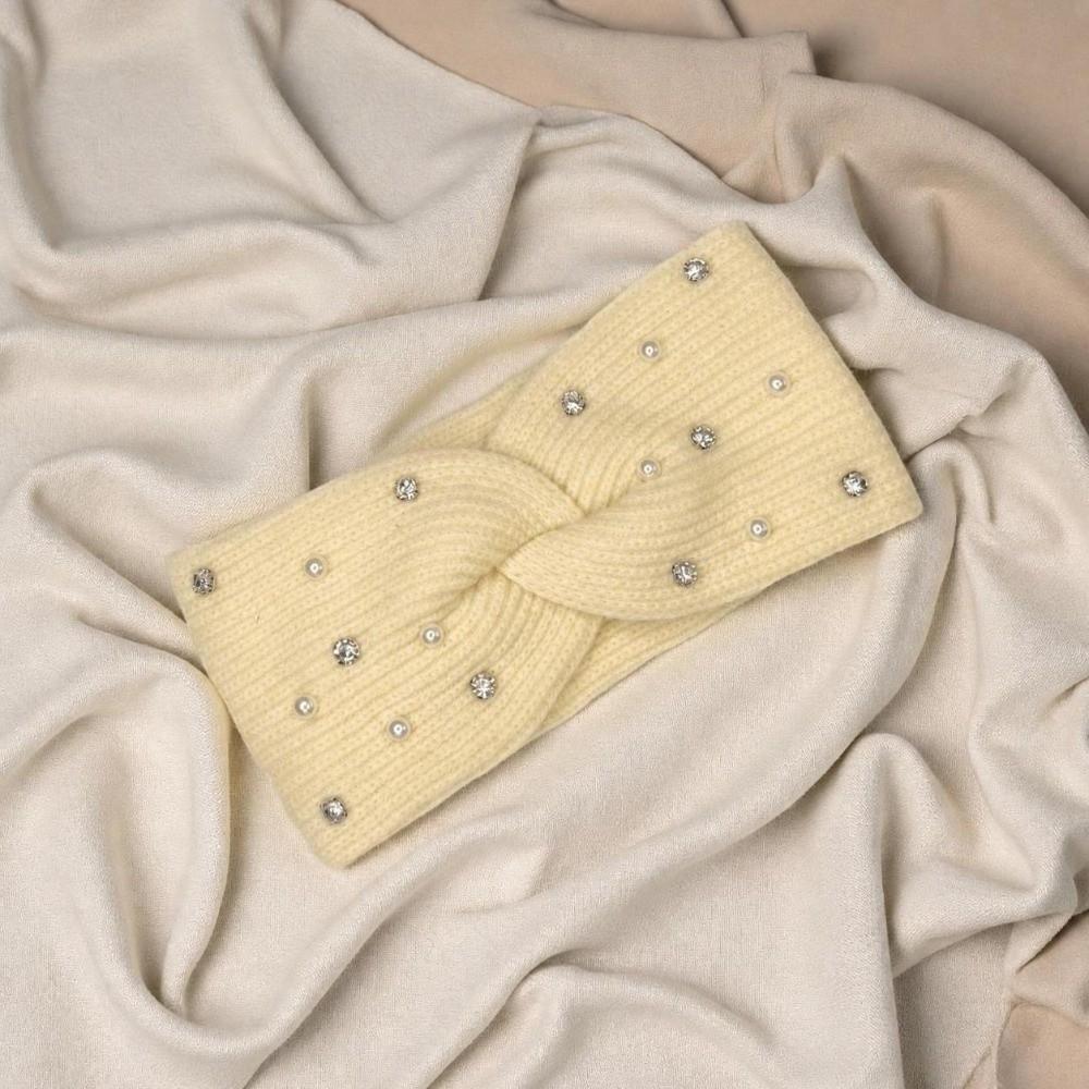 Rhinestone Pearl Decor Winter Pearl Headband Multiple Colors Elastic Ear Warmer Winter
