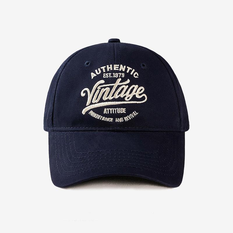 

Vintage hip-hop letter embroidery baseball hat autumn couple new street casual versatile cap tide Adjustable тёмно-синий