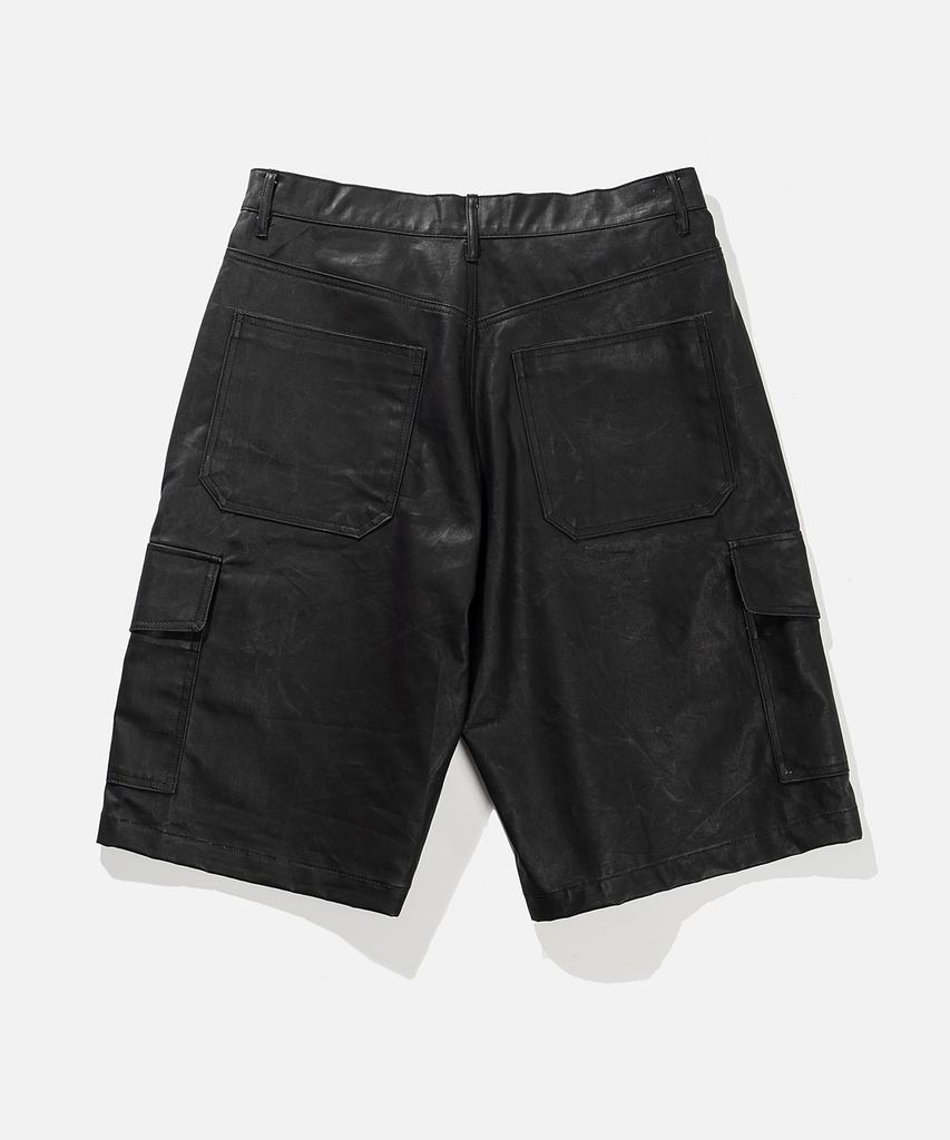 VASTIC Wide Cargo Coated Half Pants_Black