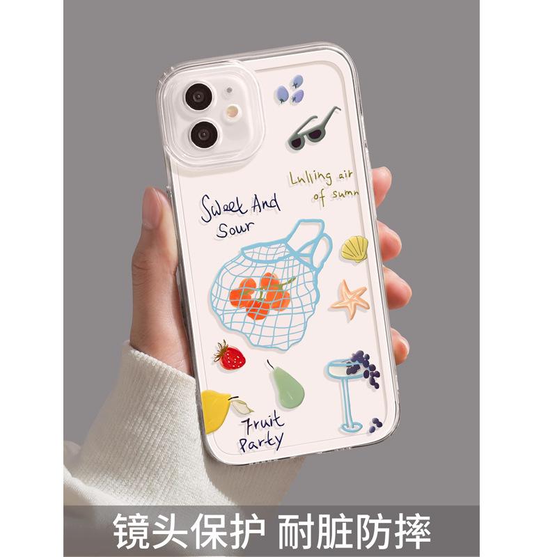 Apple 17 summer mobile phone case iphone17pormax fruit 17pro transparent 16 small fresh 15 all-inclusive women