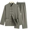 Autumn Solid Color Tang Suit for Middle-Aged & Elderly Men: Loose Fit, Large Size, Perfect for Morning Exercise & Daily Casual Wear