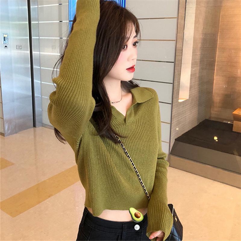 Retro ins wear lazy wind explosive sweater new autumn women s simple and versatile V-neck knitting average size 2080₽
