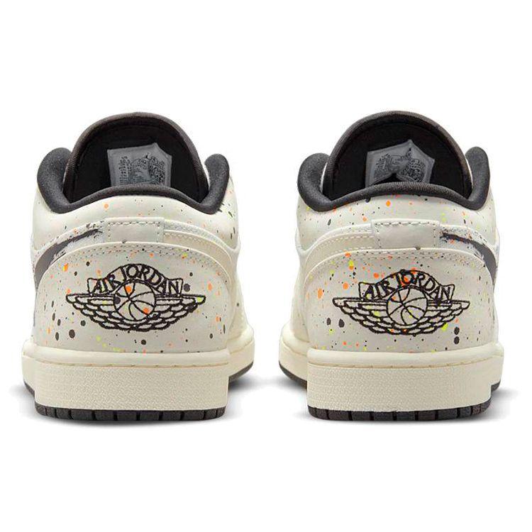 Air Jordan 1 Low Brushstroke Swoosh - Paint Splatter Unisex Sneakers White Natural Black DM3528-100