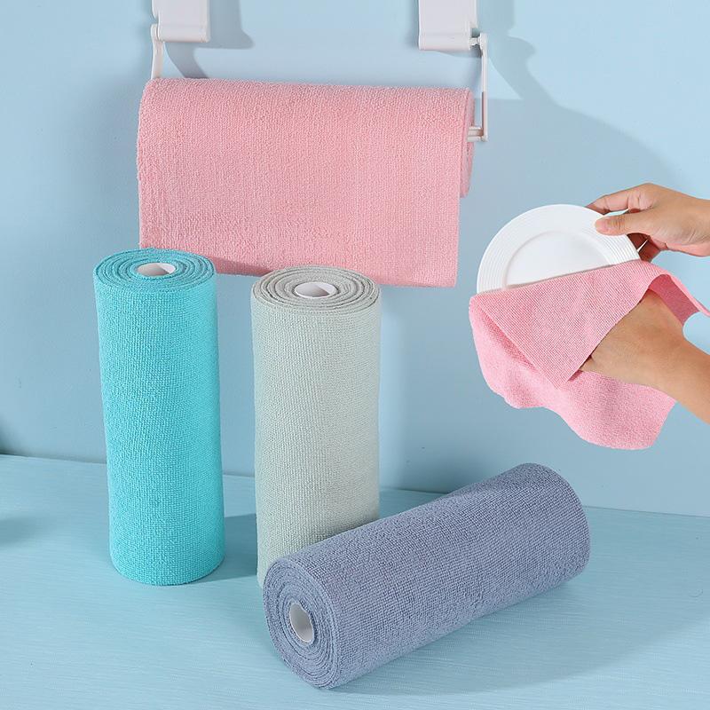 Cleaning Towels Reusable Cleaning Wipe Household Kitchen Cloth Wet Dry Dish Towels Convenient Microfiber Towel Rolls Dish Rags