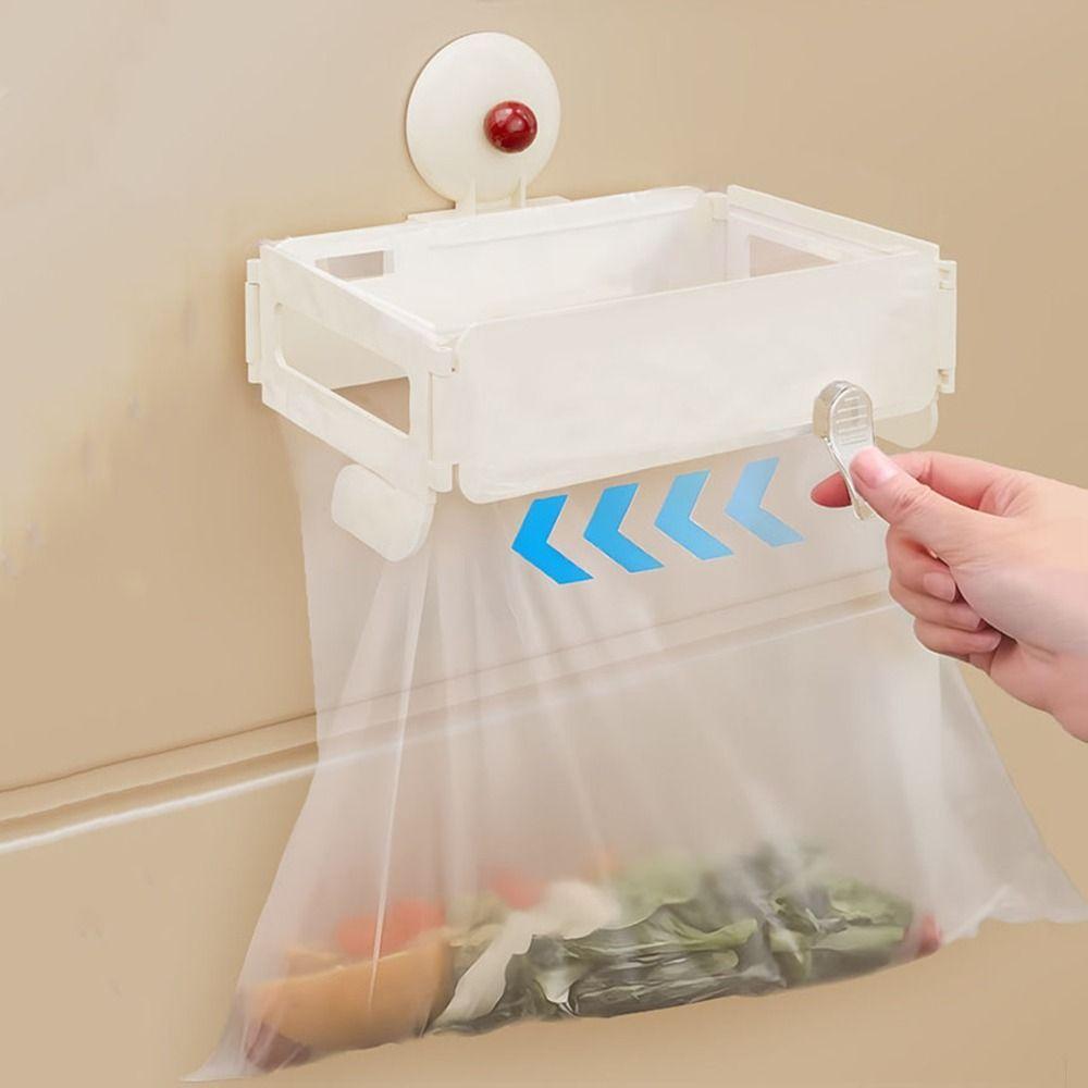 Foldable Suction Cup Trash Bag Holder Space Saving Rubbish Storage Holder  Cabinet