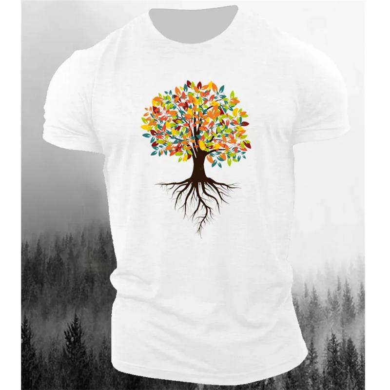 Vintage Tree Pattern 3d Print T-shirts Loose Oversized Fashion Sports Tops Street Casual Men's T-shirts