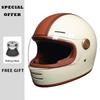 Retro Full Face Motorcycle Helmets DOT Certified Safety Protection Men Woman Unisex Classic Design Leather Full Helmet ABS Shell
