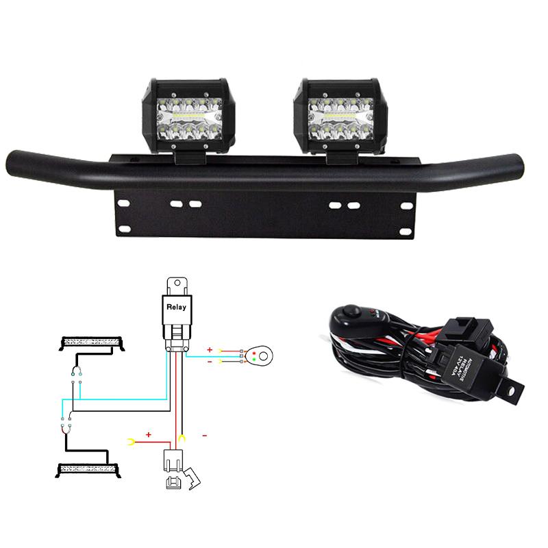 

Универсальный кронштейн для крепления переднего номерного знака автомобиля на бампер-дугу с 4-дюймовой светодиодной рабочей фарой/противотуманной фарой для внедорожника, грузовика, прицепа