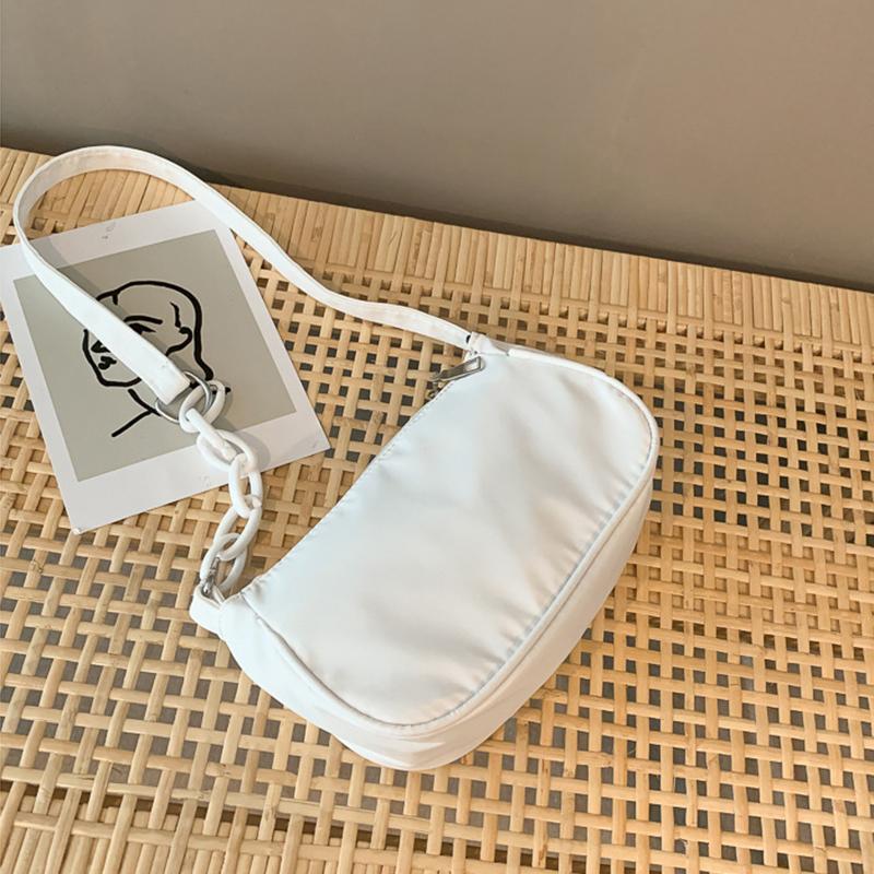 Moda Feminina Lona Bolsas de Mão Pequenas Simples Diário Cor Sólida Corrente Bolsas de Ombro Axilar Feminina