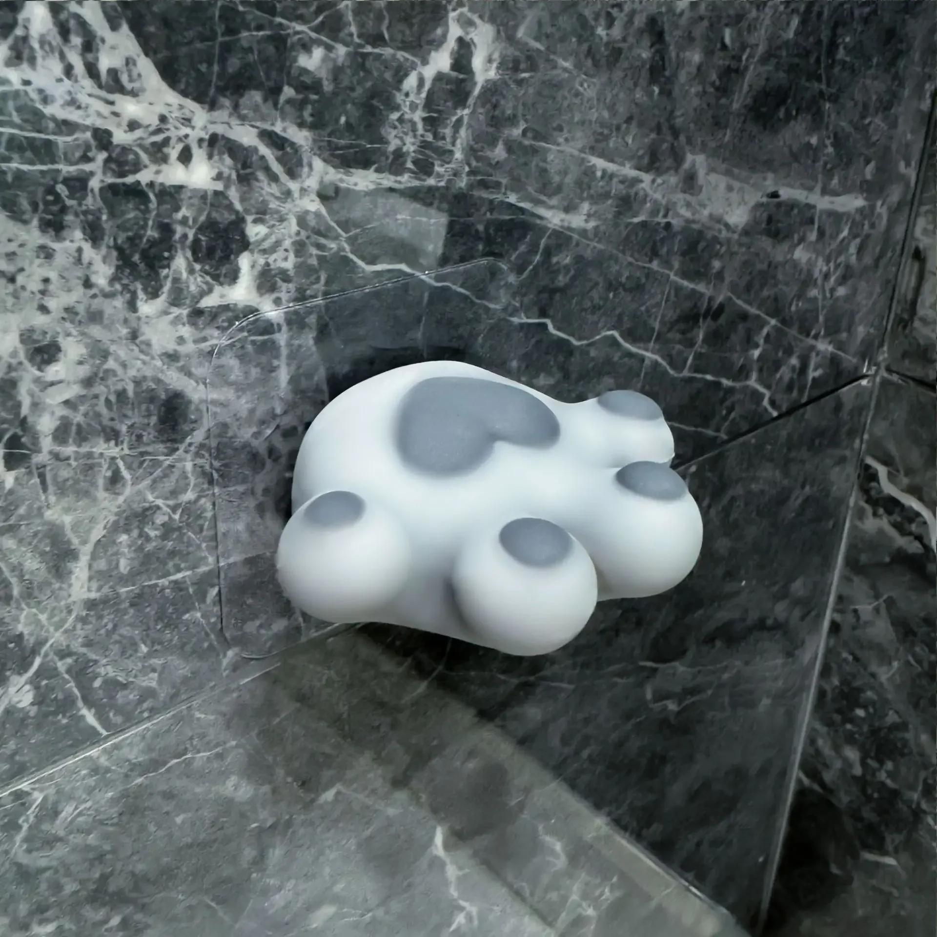 

Wall Mounted Claw Design Organizer with Towel Rack and Hooks Bathroom Storage Shelf for Toothbrush Hairbrush Family Home серый