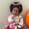 Lifelike 50cm Liam Reborn Doll Cloth Body Dark Black Skin Emulation Doll Handmade Rooted Curly Hair Newborn Babies Doll Child Birthday New Year Gifts.