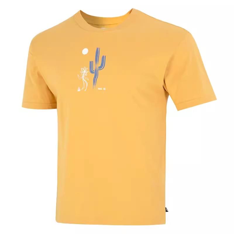 Men s Nike SB Funny Cactus Flower Pattern Printing Short Sleeve Yellow T-Shirt DQ1861-777 M
