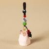 Weave Rope Wooden Carved Cat Keychain Beads Car Keyring Creative Wood Kitty Dolls Pendant  Students