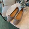 Sheepskin Version Temperament Round Head Commuting Single Shoes Women's Shallow Mouth Bow Soft Surface Flat Ballet Shoes