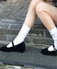 Differshoe Belline Square Ribbon Mary Jane 5Cm [Black]