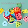 Wooden Stacking Ring Toy - Educational Early Learning, Baby Grasping with Geometric Shape Recognition and Matching Building Blocks