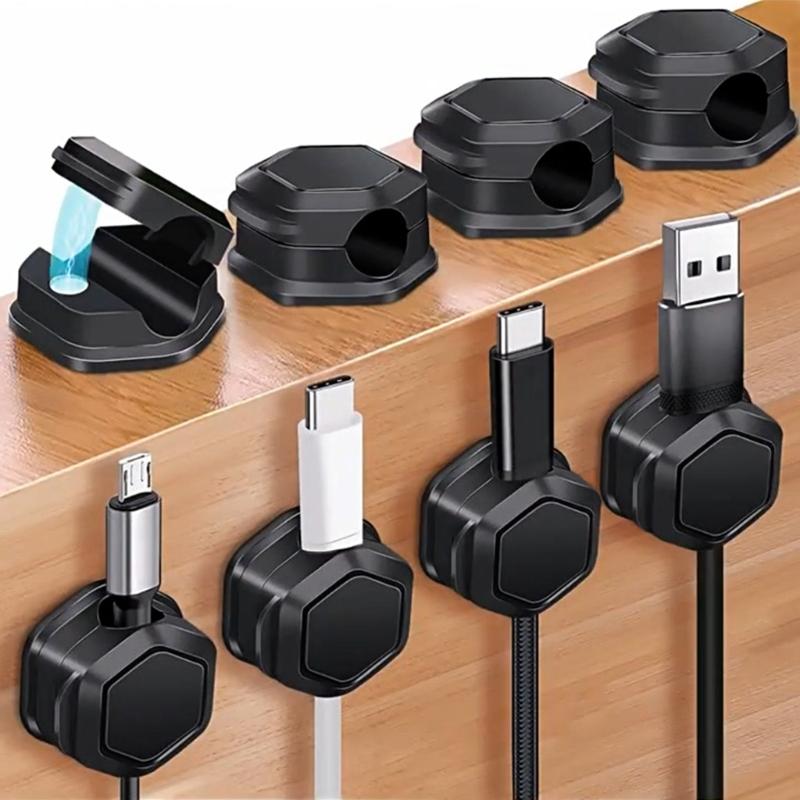 Magnetický organizér kabelů, klip pro noční stolky, nabíječku telefonu a správu kabelů k počítači