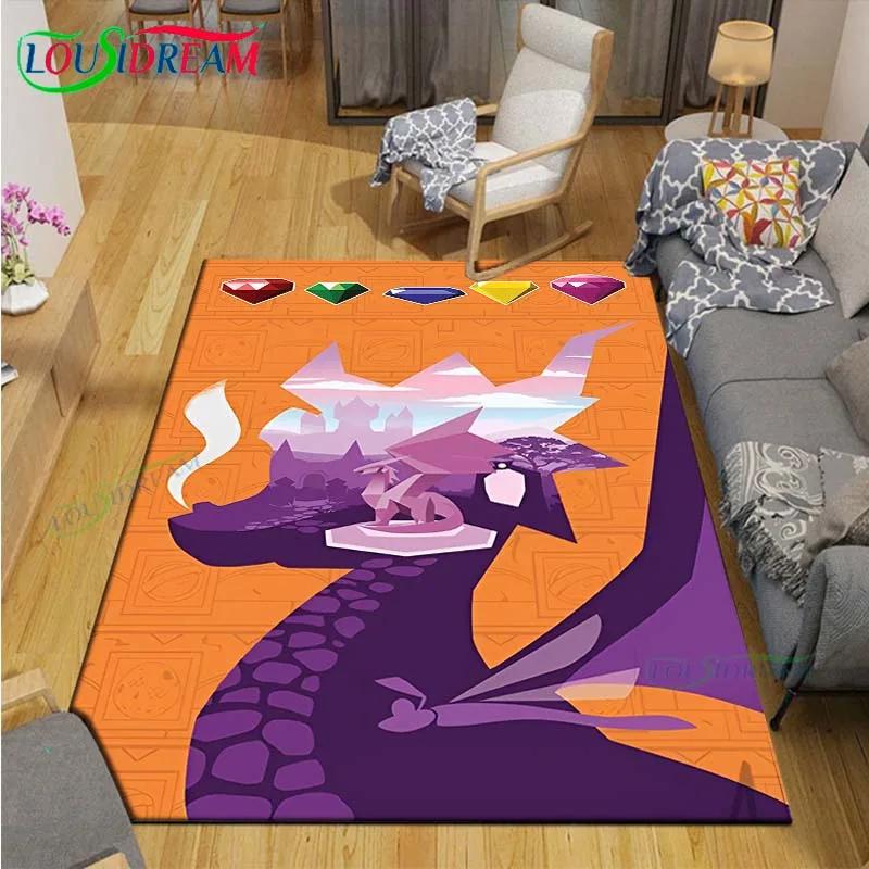 3D Klasické Hry S-Spyro Drak Tištěné Koberce Obývací Pokoj Protiskluzový Plošný Koberec Dětský Pokoj Rohožky Jóga Podložka Velký Koberec Dekor