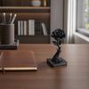 Statua Ornamentale Rosa Nera Stampata in 3D DYS, Statuetta Stile Gotico Oscuro, Fiore Decorativo Artistico con Base a Fiamma, Decorazione Raffinata per Casa Ufficio