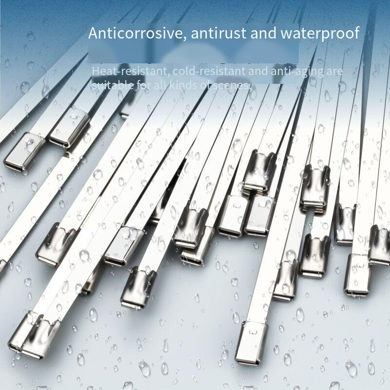 Kabelbinder aus Edelstahl 304, selbstsichernde Kabelbinder, hochtemperaturbeständige Metallkabelbinder, Kabelbinder