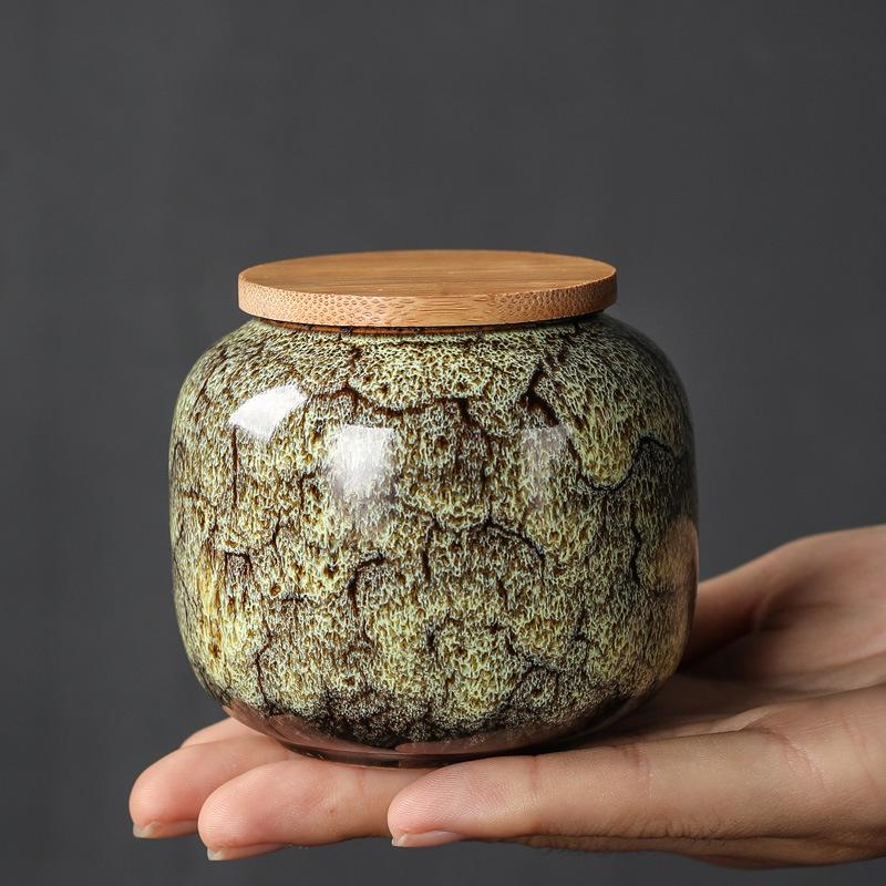 Small Sealed Japanese Ceramic Tea Can for Home Use: Ideal for Tie Guan Yin, Pu'er, and Herbs