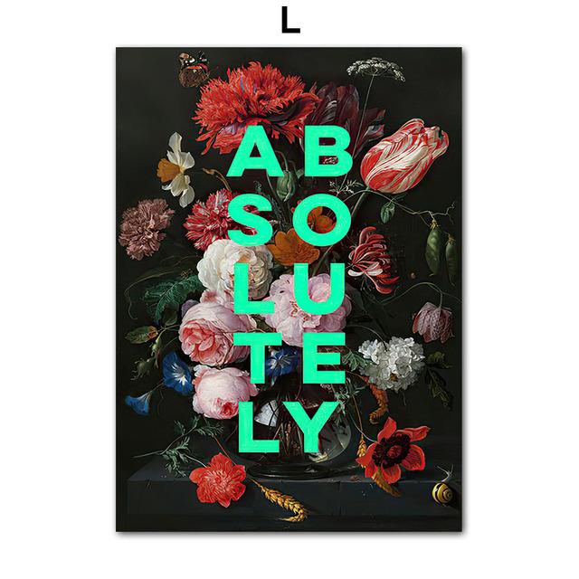 Vintage Flower Noble Girl Portrait Abstract Feminist Art Canvas Painting Posters And Prints Wall Pictures For Living Room Decor No Frame